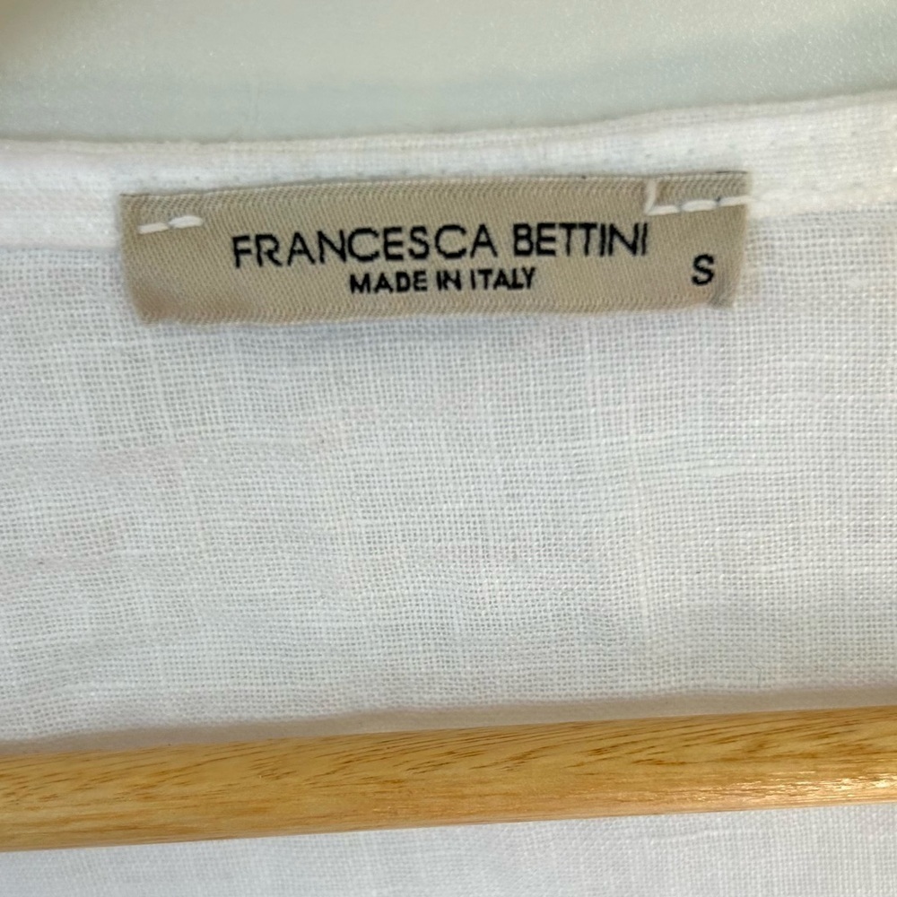 Francesca bettini  linen white open blazer cover up lightweight jacket pockets - Picture 6 of 8
